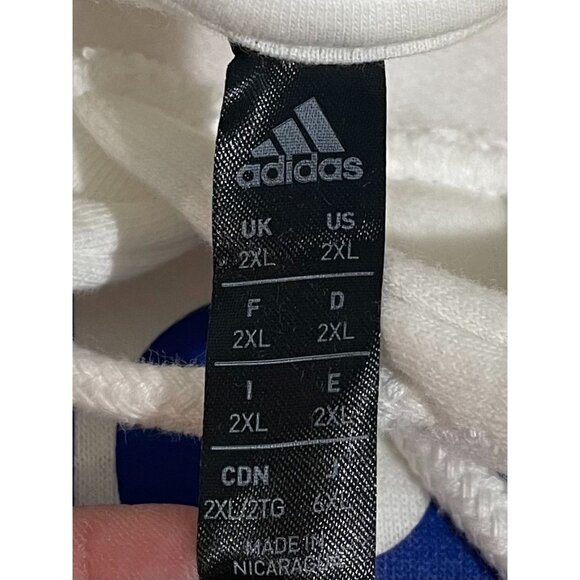 Adidas Mens 2XL Two-Tone Hooded Sweatshirt White With Red & Blue Logo - Picture 13 of 14